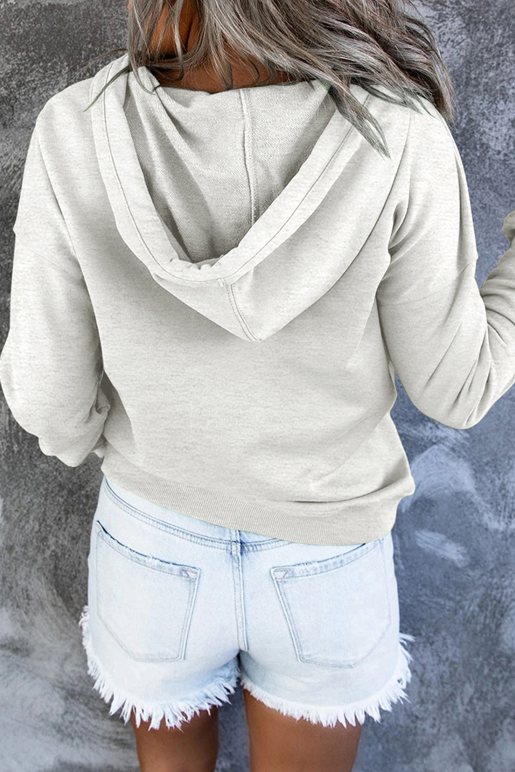 Diletta |  Basic hoodie – Drukknopen aan de voorkant, verstelbaar trekkoord, casual pullover-sweatshirt