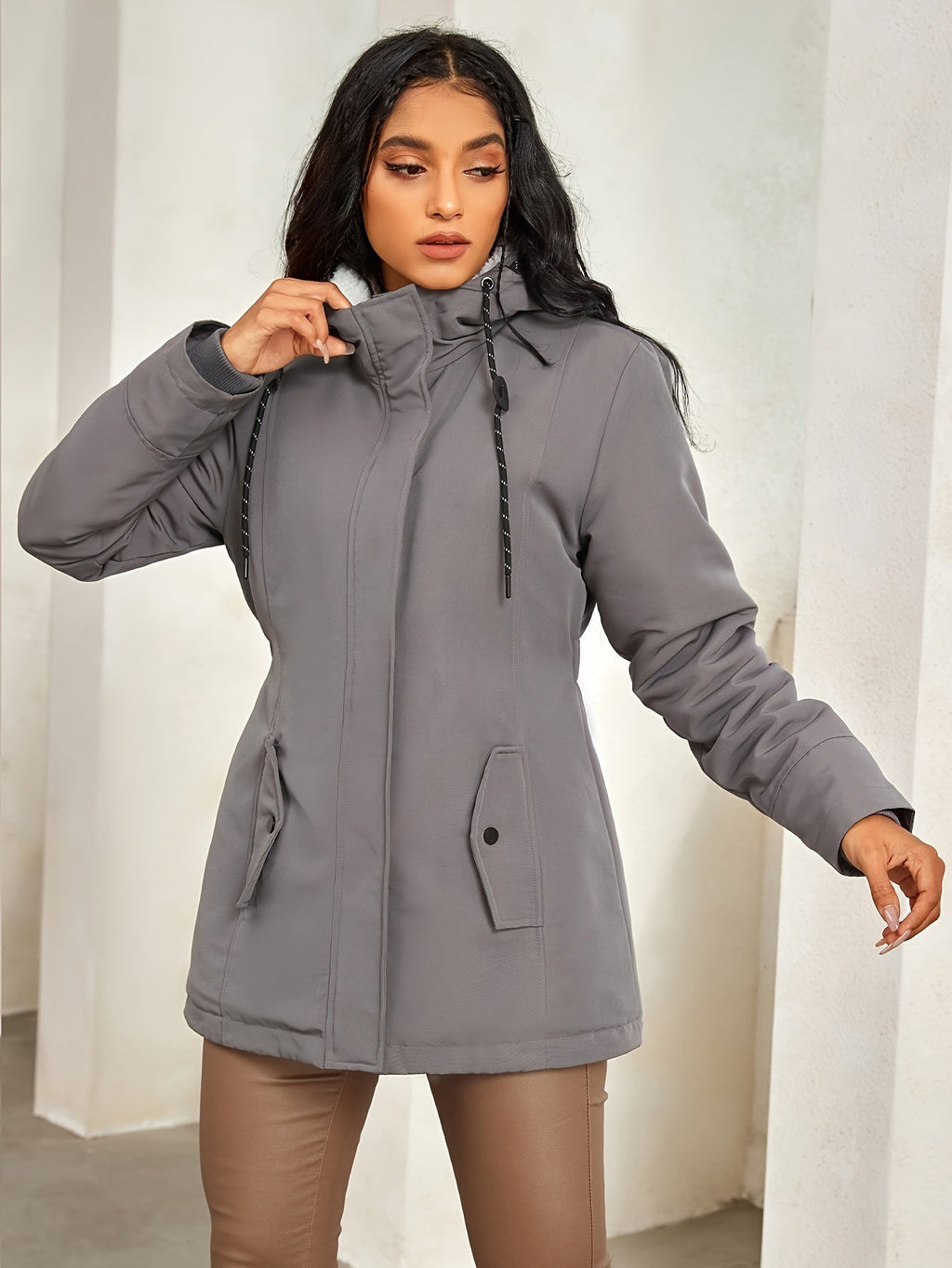 Marcelline | Fleece Winterjas met Kap voor Buitengebruik - Warme, Waterdichte, Stijlvolle Jas voor Buitenactiviteiten