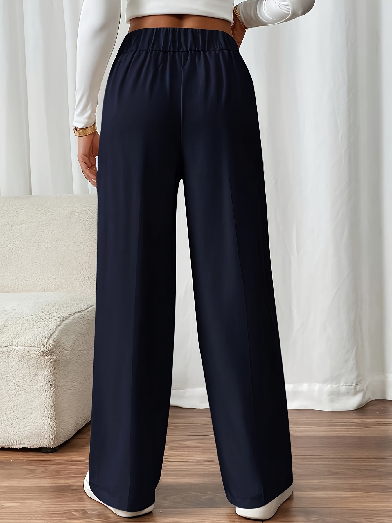 Dimity | Women's High-Waisted Wide-Leg Trousers with Button Closure