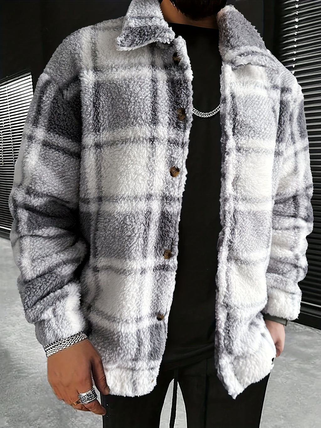 Tony | Geruite pluche herenjas - Casual stijlvolle jas - comfortabele kleding voor buiten