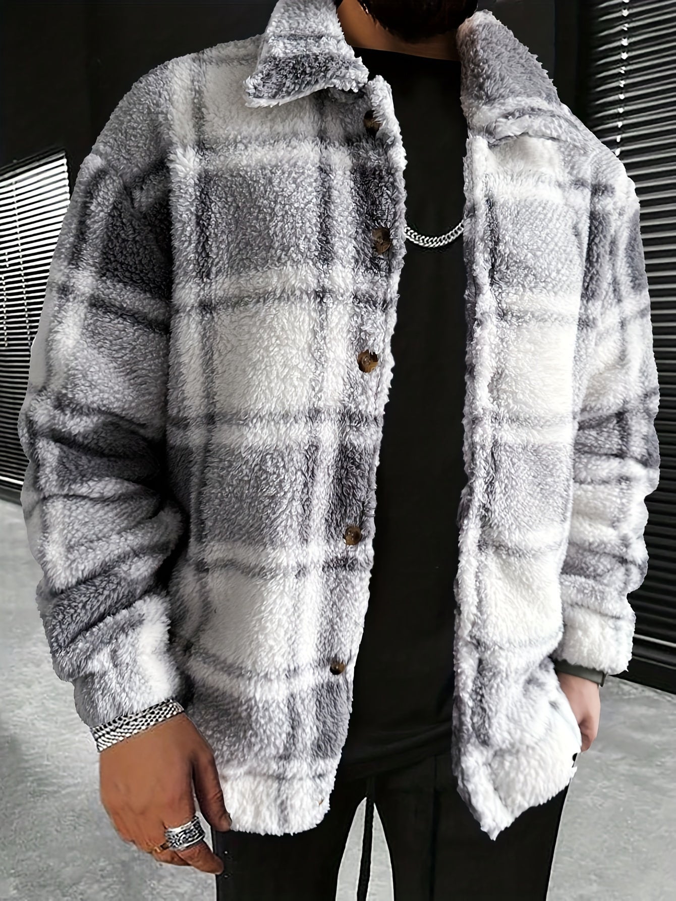 Tony | Geruite pluche herenjas - Casual stijlvolle jas - comfortabele kleding voor buiten