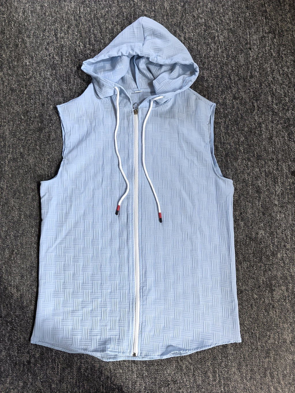 Zeiron | Mouwloos hoodie tanktop met rits voor heren – lichte zomerse gym hoodie vest
