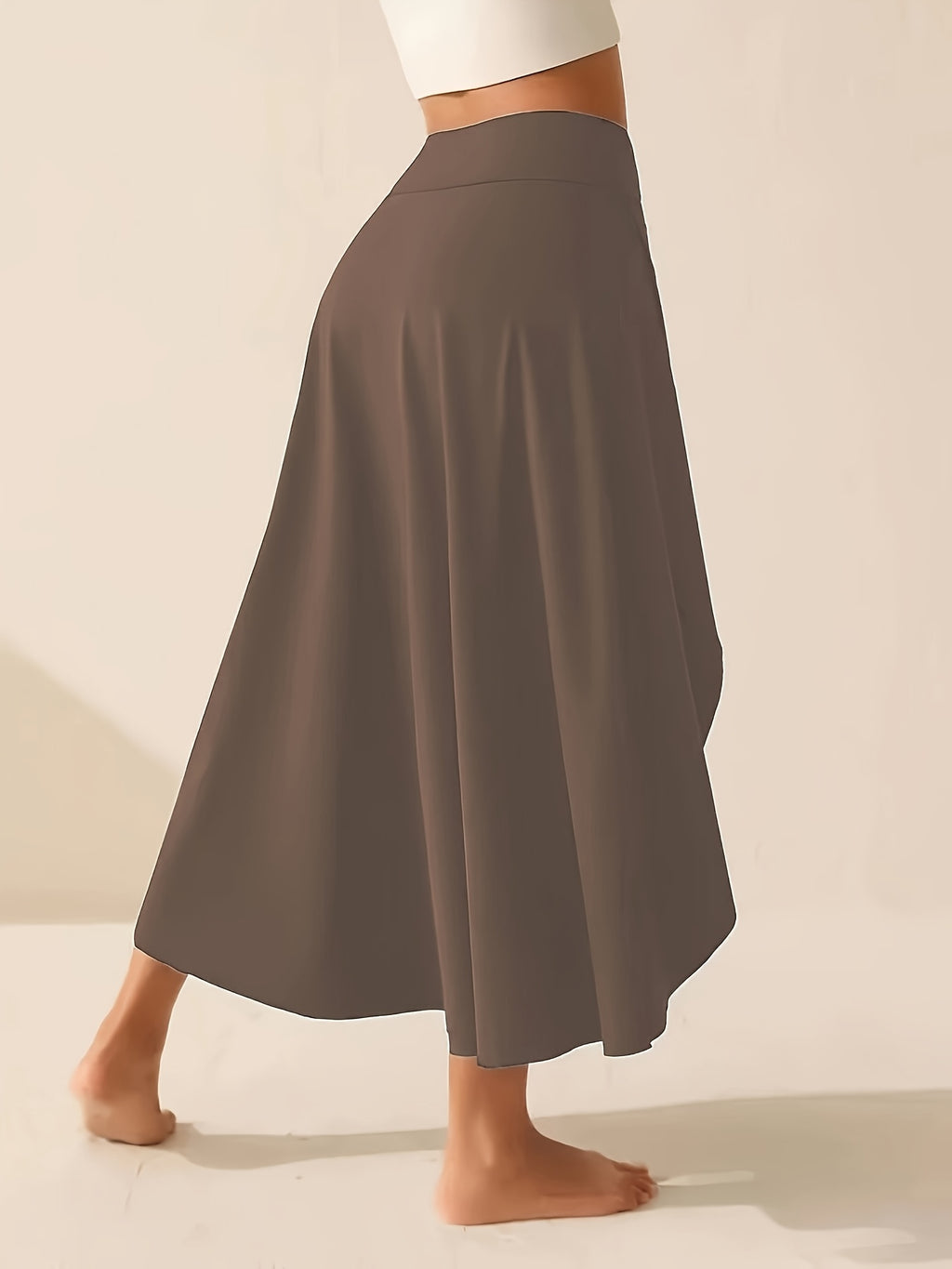 Wilona | Women's high-waisted skirt with asymmetrical split and built-in shorts