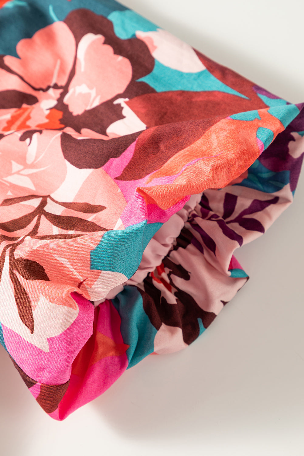 Ysoria | Blouse with Floral Puffed Sleeves and Notched V-Neck - Elegant Women's Top
