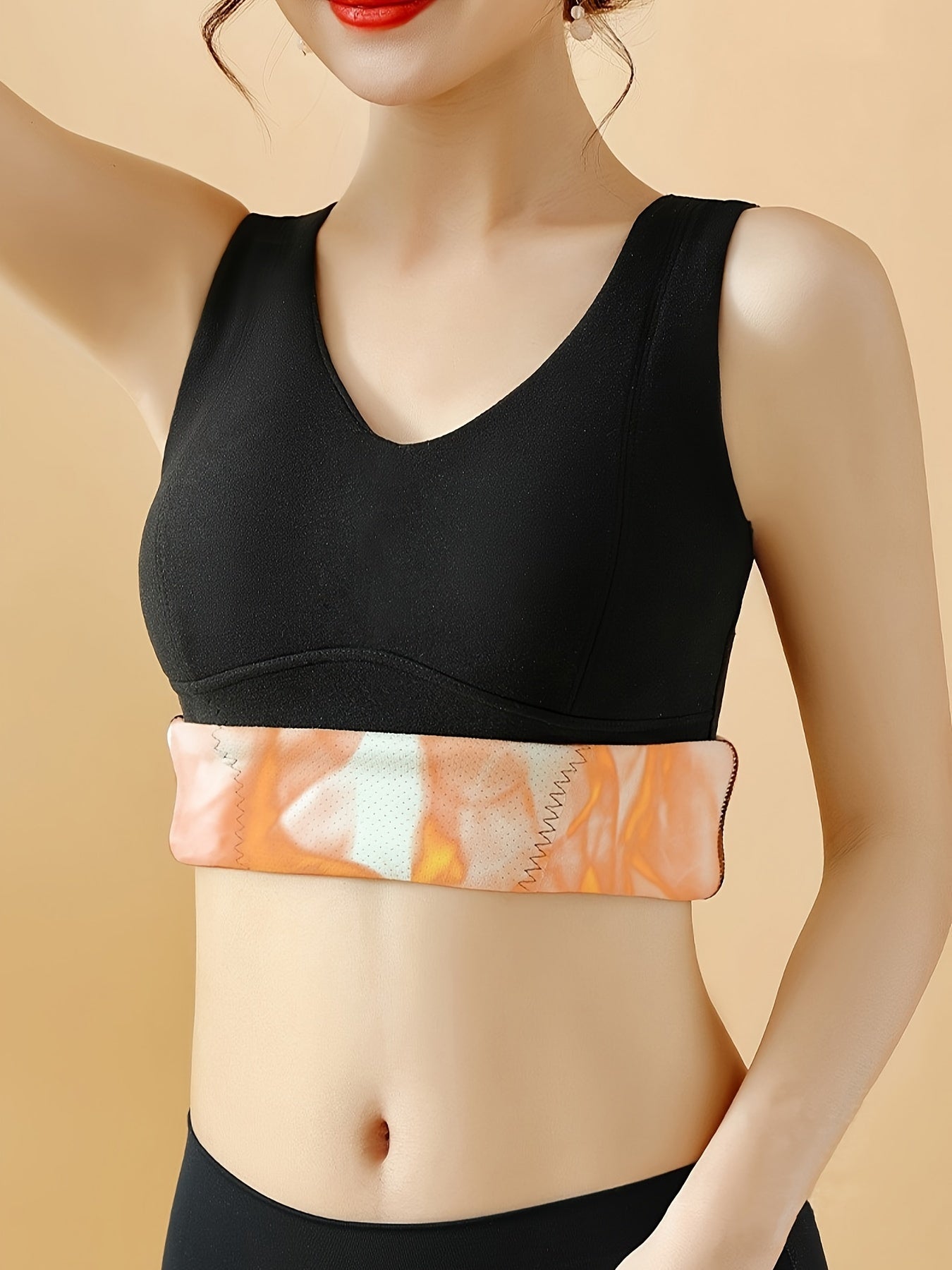Dionne | 2 stuks Naadloze, met fleece gevoerde, thermische damestops met ingebouwde bh - Slim Fit, ronde hals