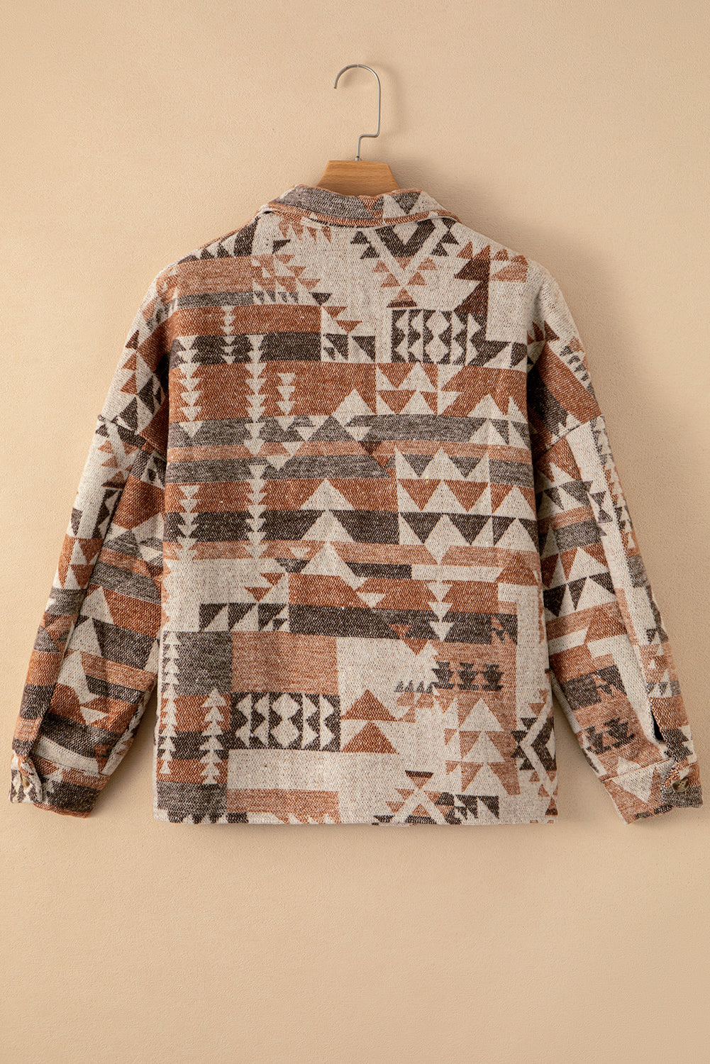 Kamilla | Retro Brown Geometric Print Jacket