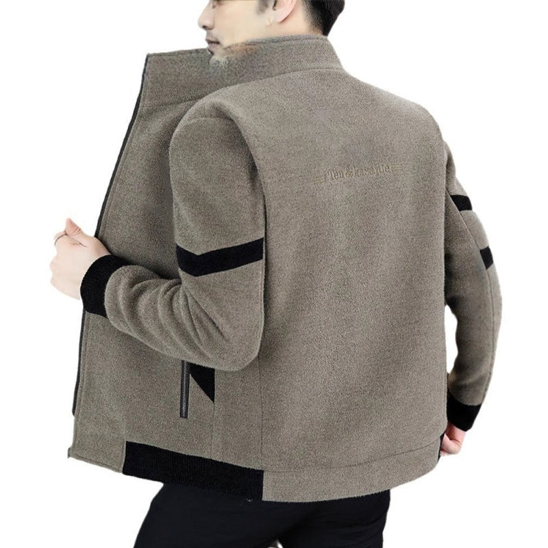 Djurre | Winterjas voor heren van tweed – dik gevoerde, warme jas met wol-look, jas voor koud weer