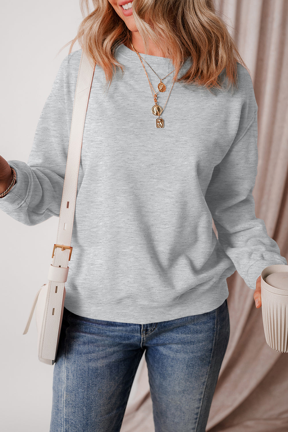 Jozina | Klassieke en eenvoudige effen fleece trui