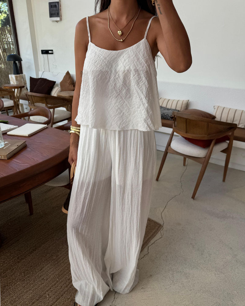 Dolores | Zomer jarretel top en broek set - Luchtig en ademend