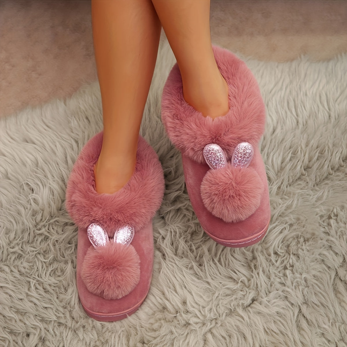DazzleStep | Pluche gevoerde winter slip-on pantoffels met strass Decor - Gezellig en stijlvol indoor schoeisel