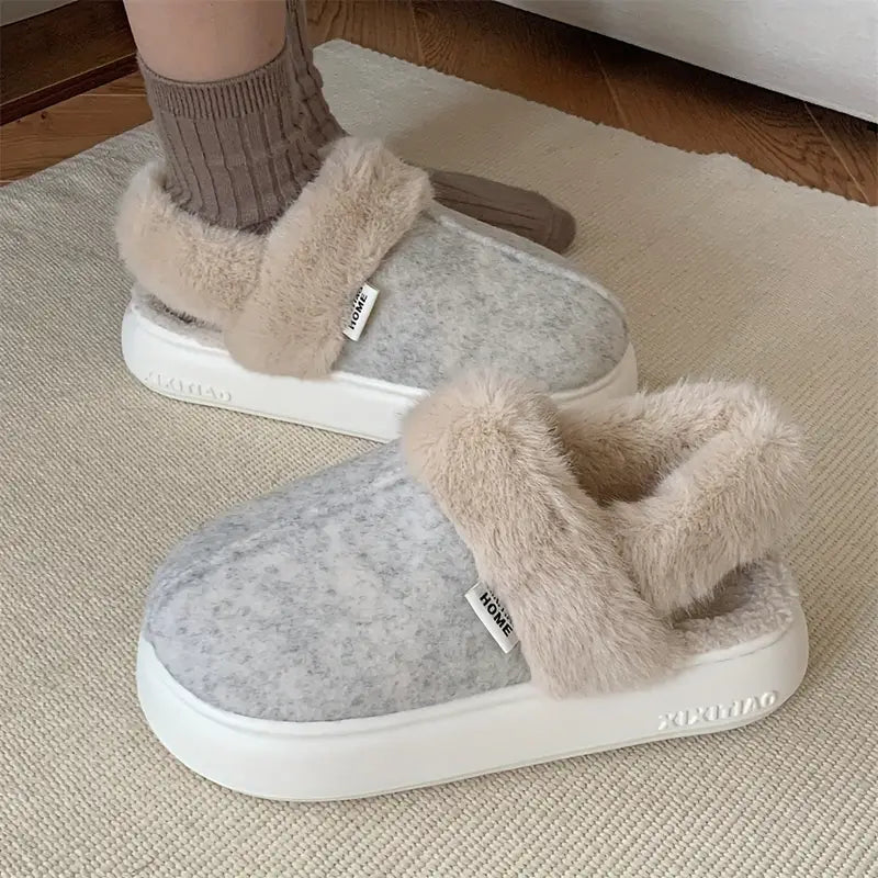 FluffSteps | Warme bontslippers voor dames in de winter - Gezellige huisschoenen voor binnen, antislipzool