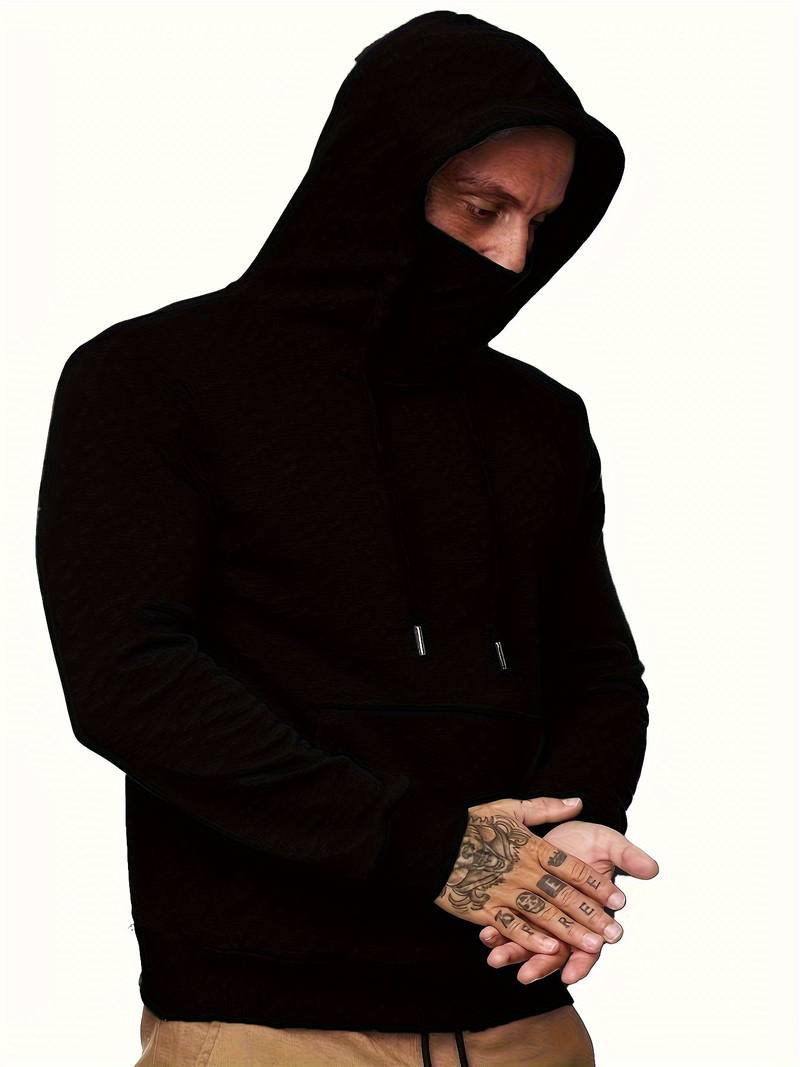 Xavian | Trendy herenhoodie met ingebouwd gezichtsmasker - Stijlvol Pullover Sweatshirt