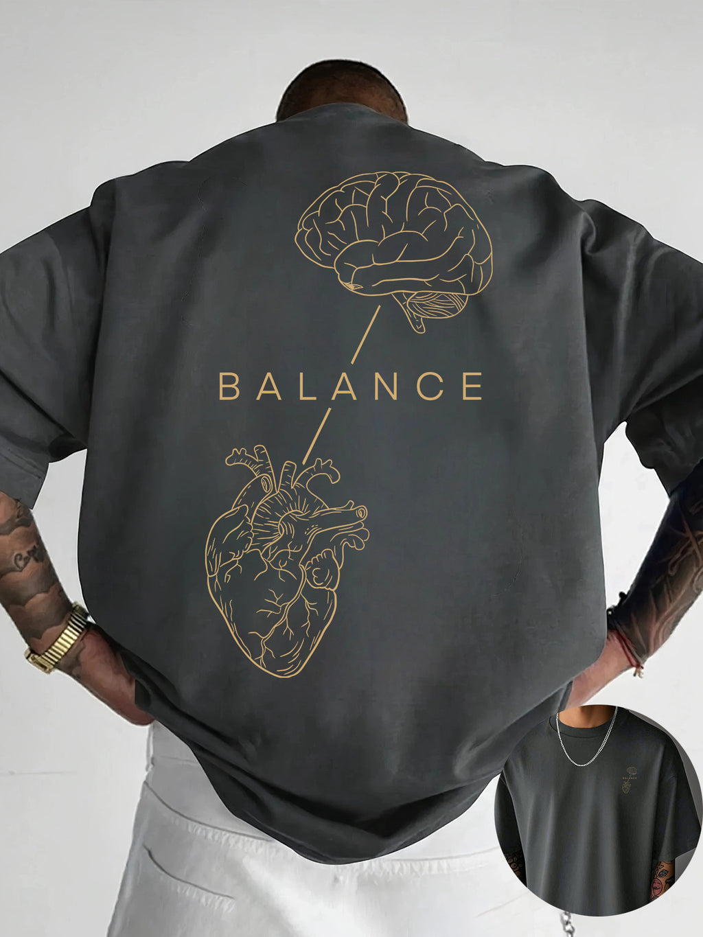 Rhysen | Heren T-shirt met grafische print – ontwerp op voor- en achterkant