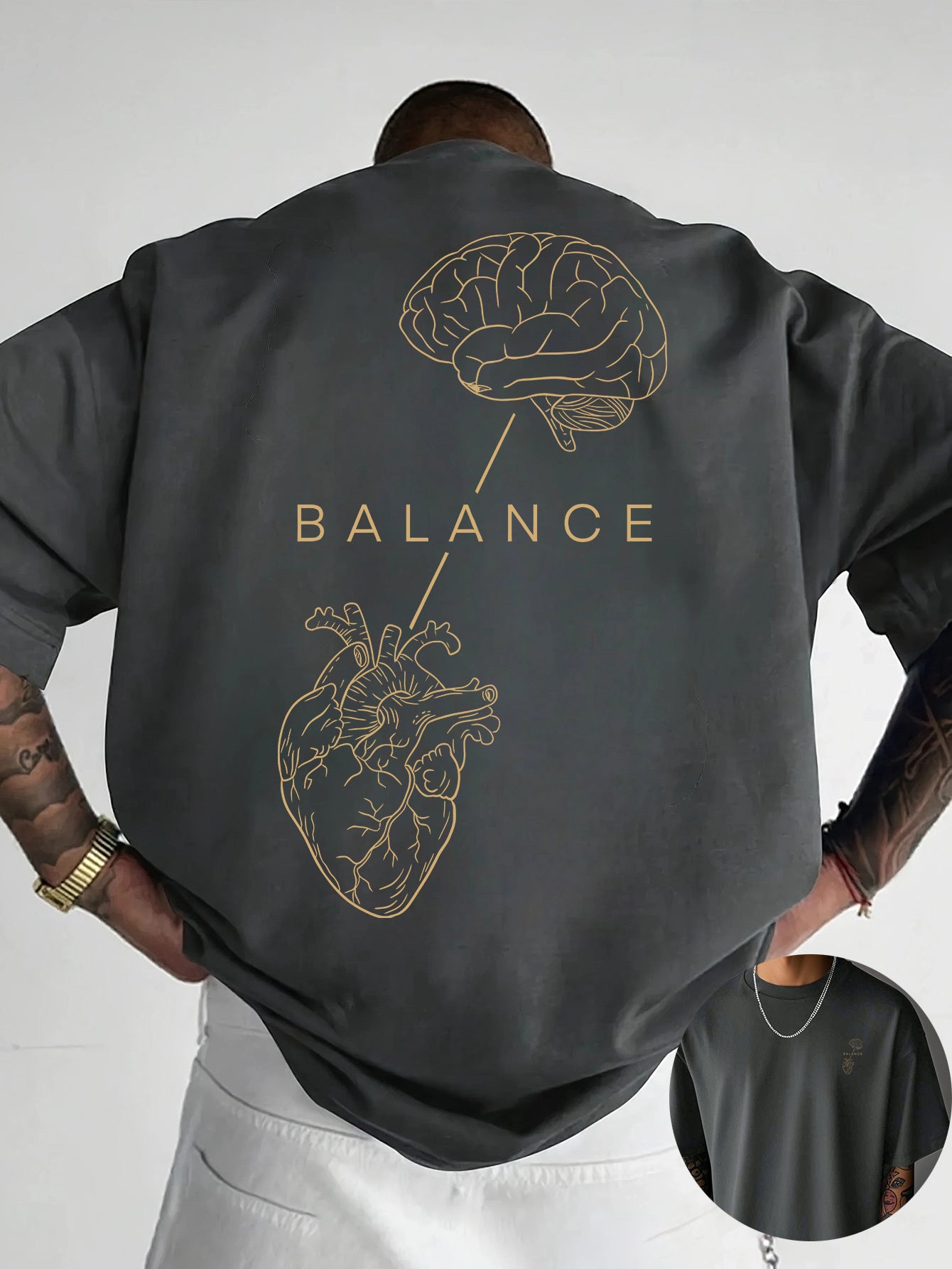 Rhysen | Heren T-shirt met grafische print – ontwerp op voor- en achterkant