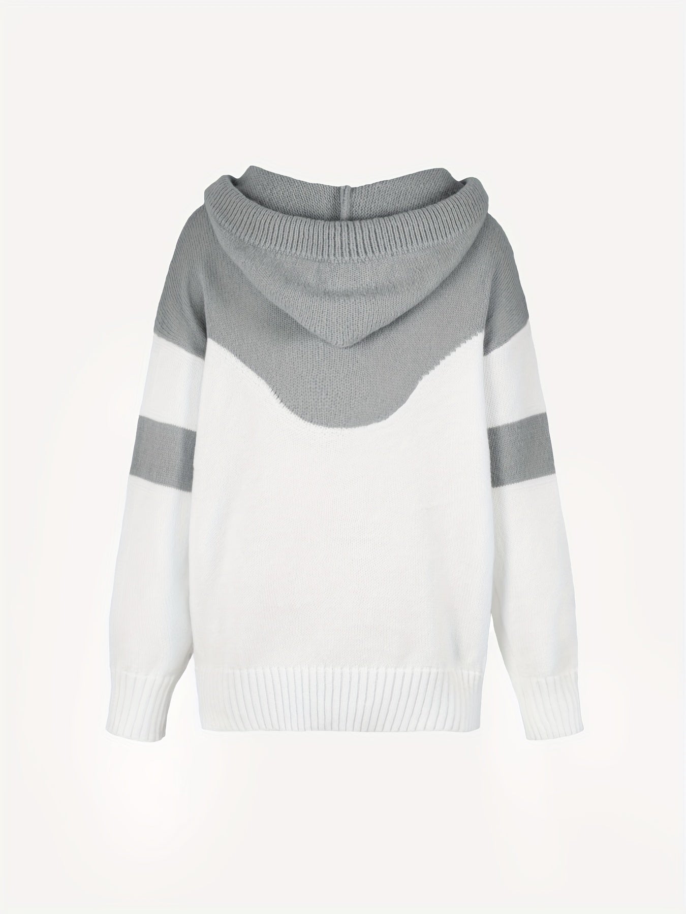 Aisola | Kleur Geblokte Trui met Capuchon voor Vrouwen - Casual Trui met Zak & Koord