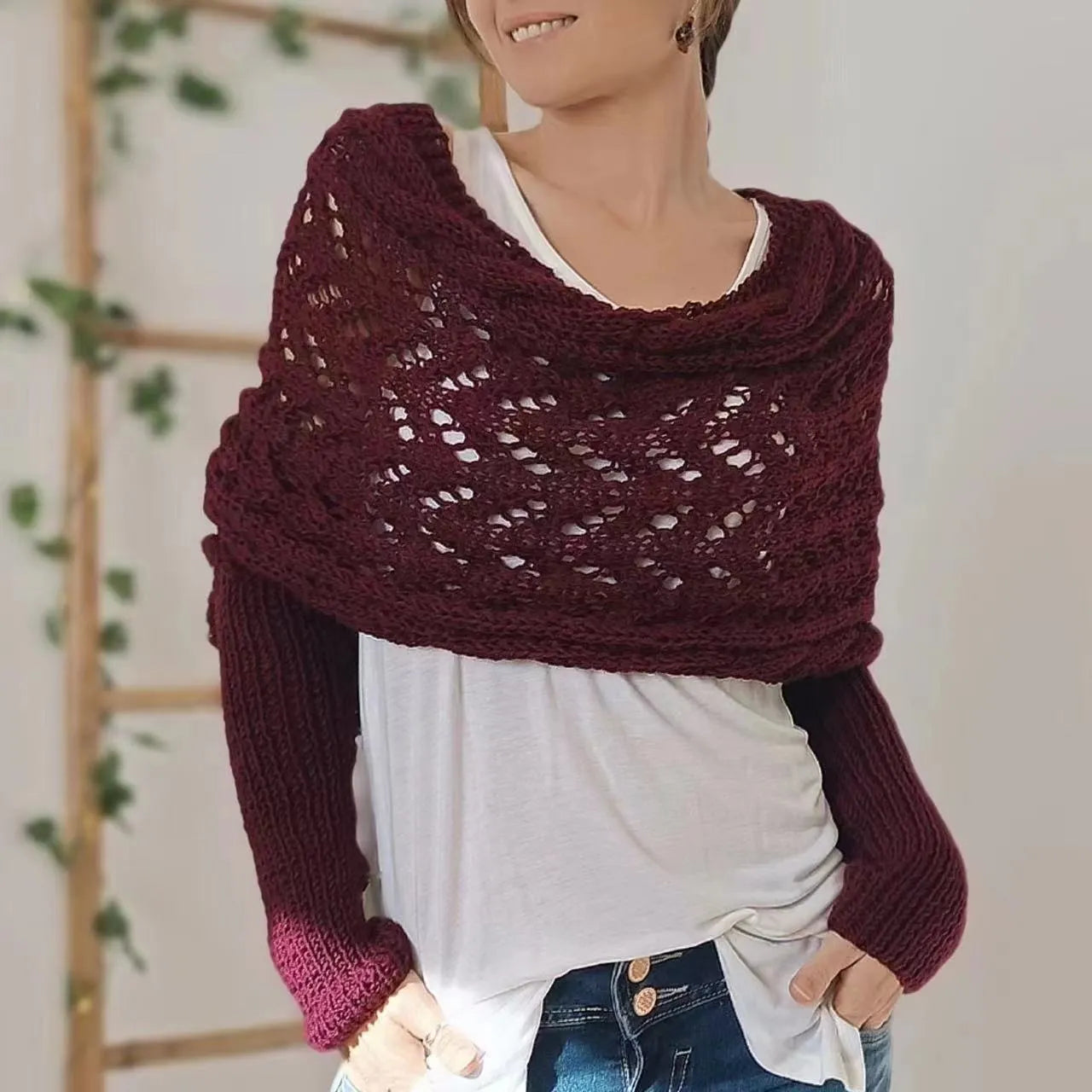 Winifred | Gebreide omslagdoek voor dames – Comfortabele oversized gebreide sjaal voor herfst en winter