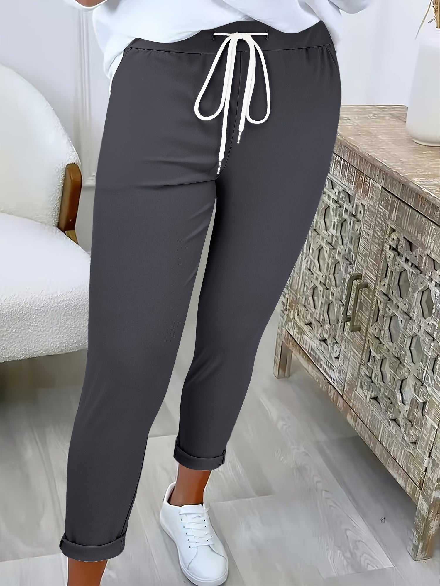 Avelith | Casual broek met trekkoord voor dames – Slim fit, elastische taille, ademend