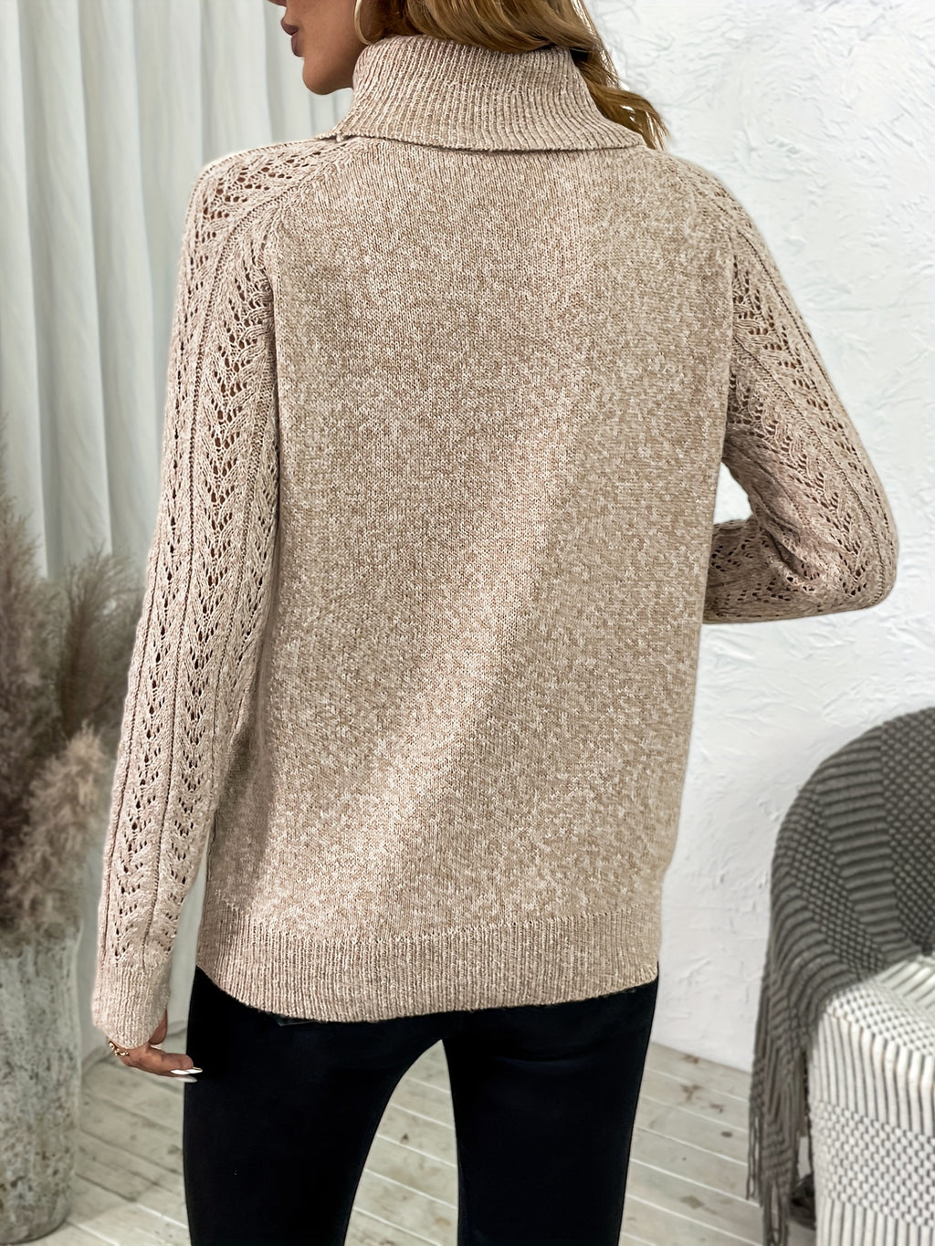 Taisiya | Pull à col roulé en maille torsadée pour femme - Pull élégant à manches longues