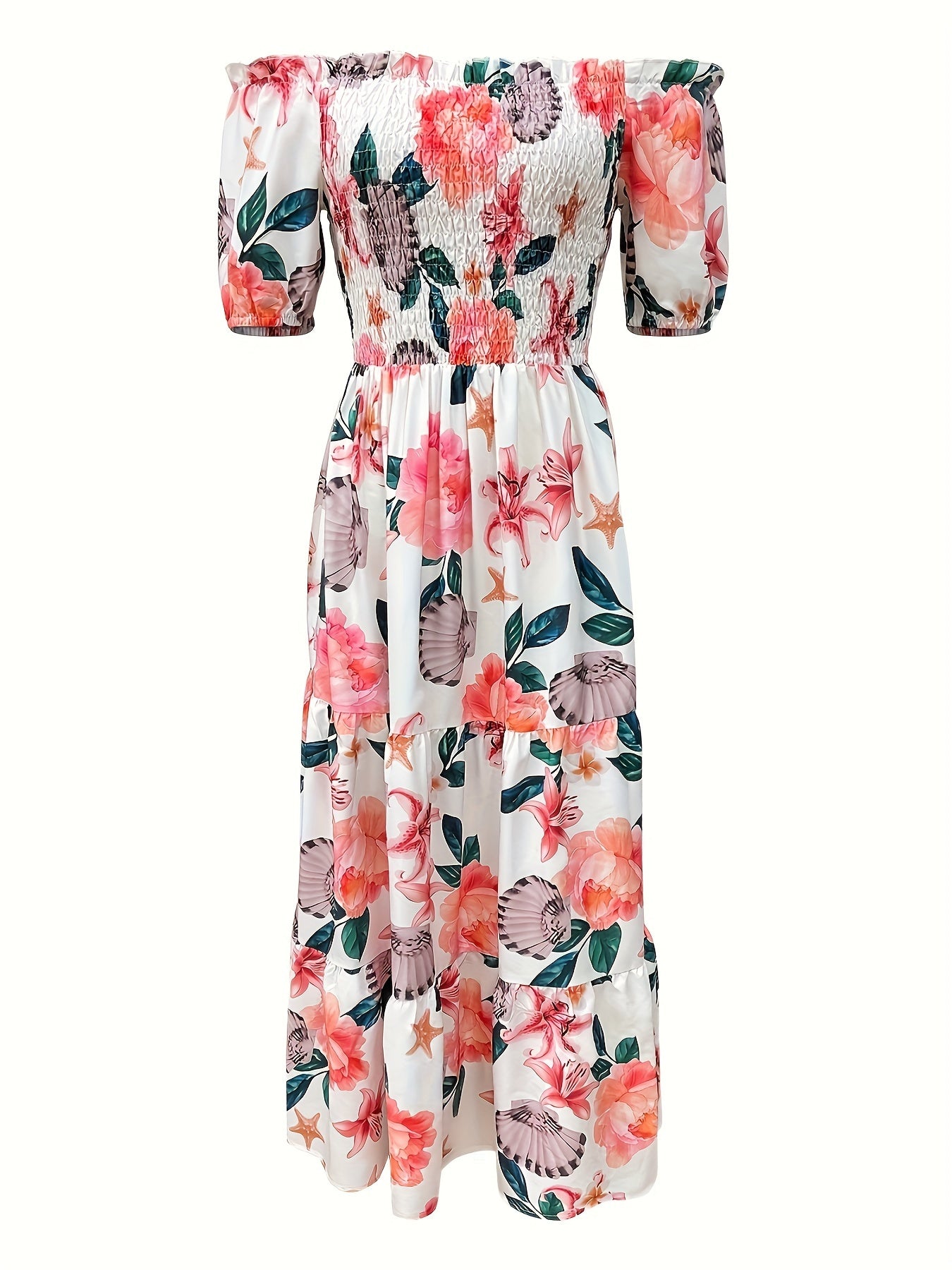 Kasia | Gradient Print Tiered Maxi Dress - Casual Off-Shoulder Party Dress for Women