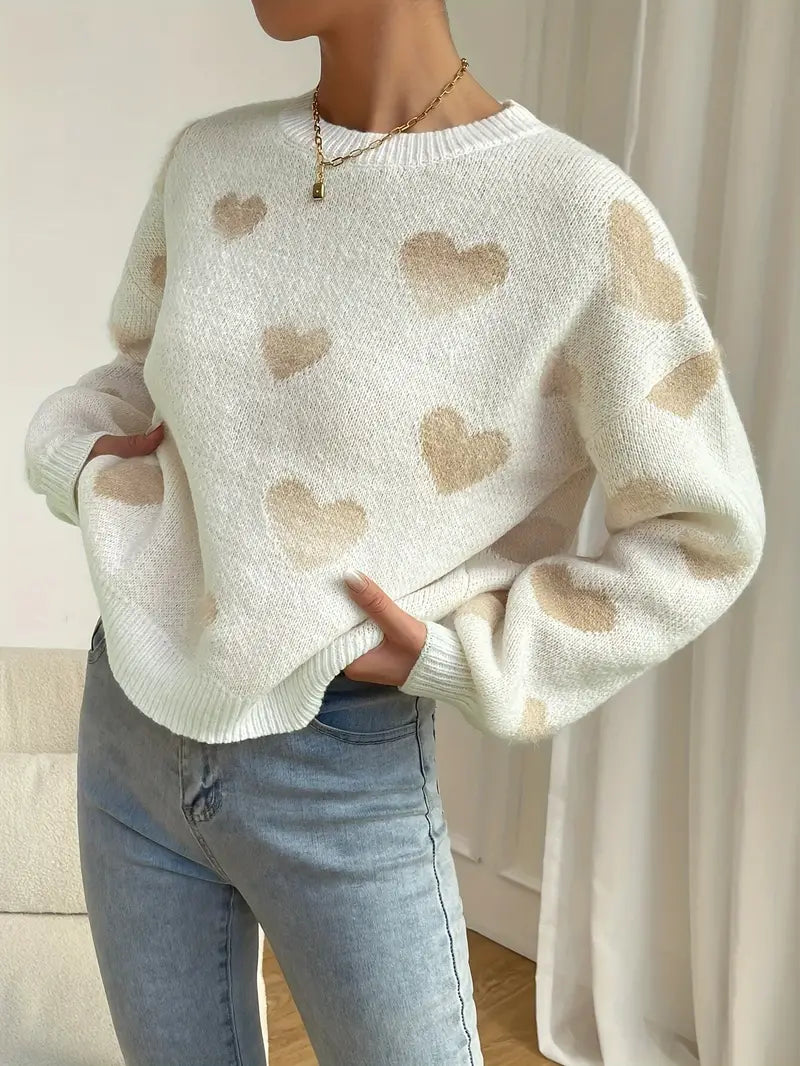 Alira | Elegante Damestrui met Hartpatroon Stijlvolle Casual Gebreide Trui voor Herfst & Winter