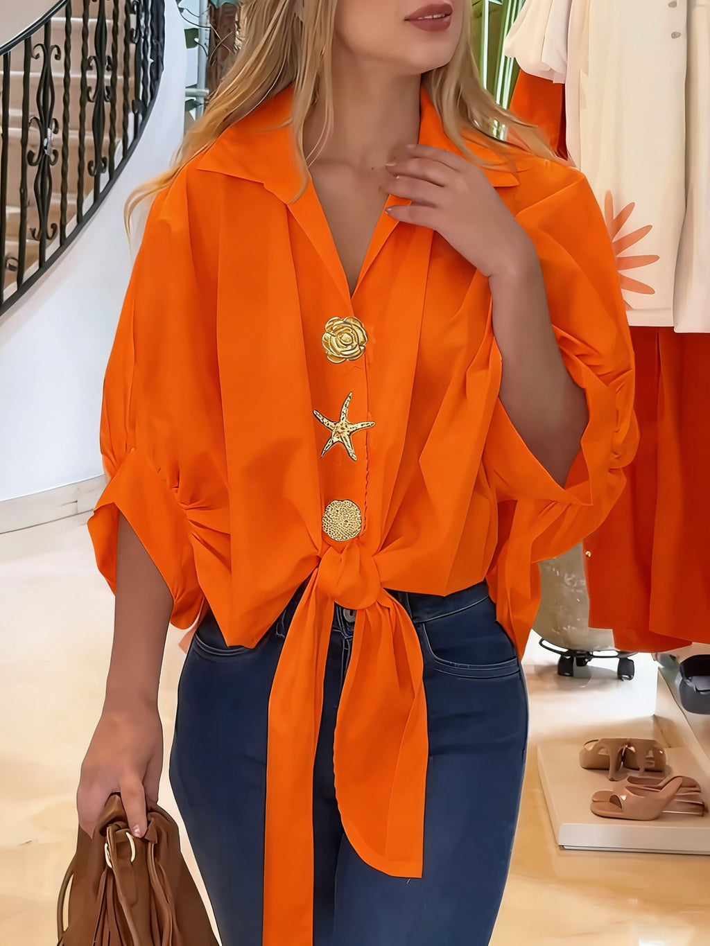 Walyra | Elegante casual damesblouse – Lichtgewicht overhemd met lange mouwen en knopen