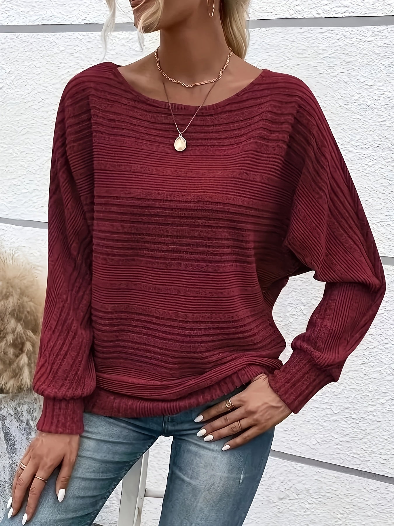 Zosia | Casual Women's Batwing Sleeve Sweater - Loose Fit Crew Neck Top