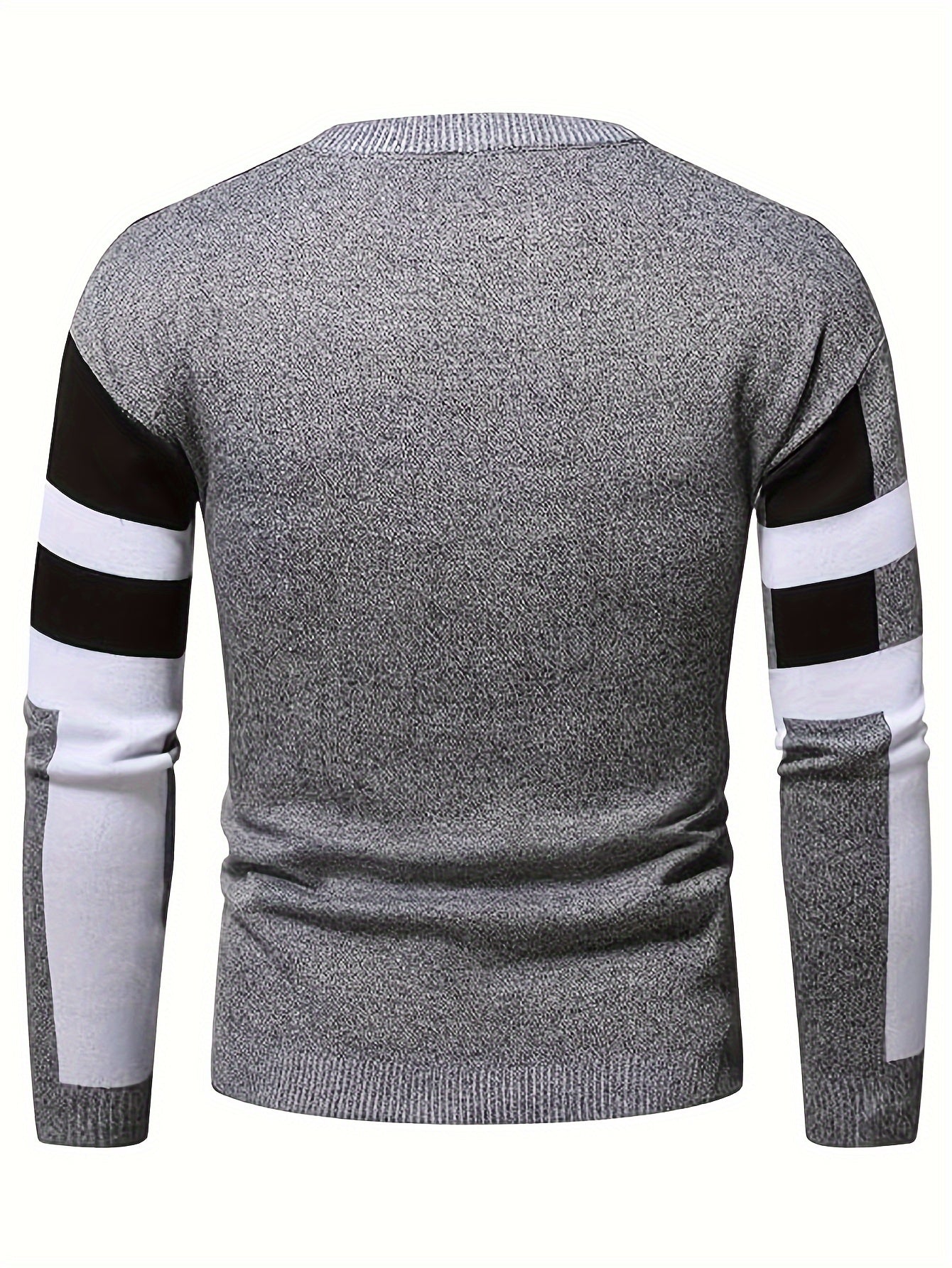 Emrys | Trui met ronde hals en kleurblok voor heren - Trendy thermische trui voor de winter met lijnenpatroon