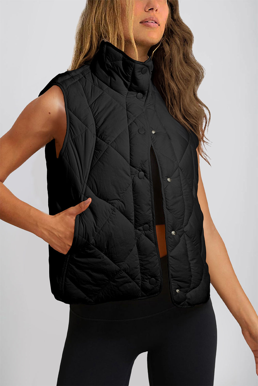 Hekla | Gewatteerd vest met knoopsluiting en zakken voor dames - stijlvolle winterbovenkleding