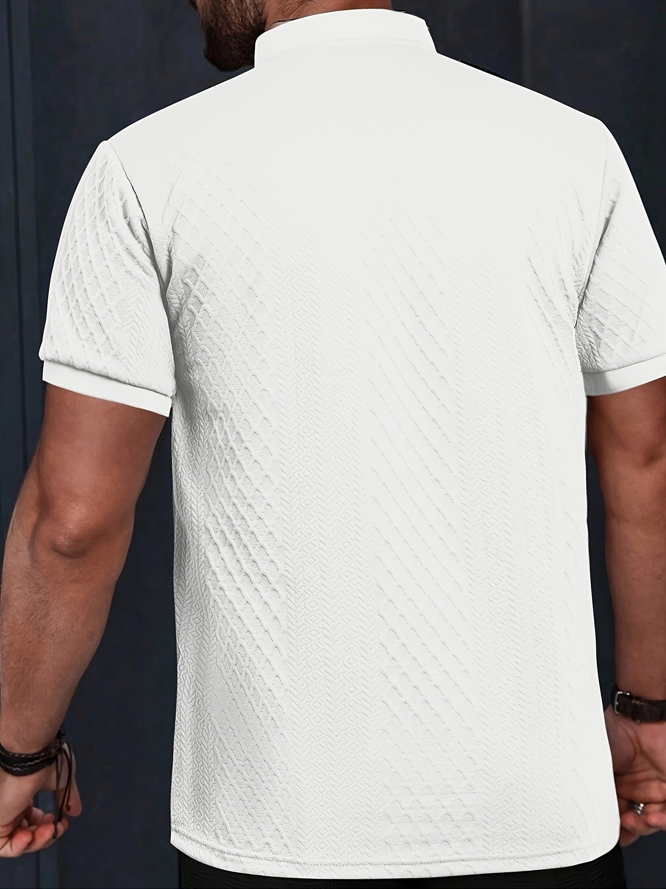 Damjan | Polo Henley décontracté pour homme - Col jacquard
