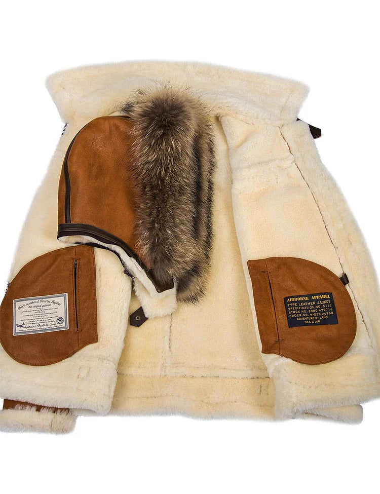 Nash | Heren fleece gevoerde leren winterjas met bont capuchon - warme winterjas, zachte voering, stijlvolle jas voor buiten