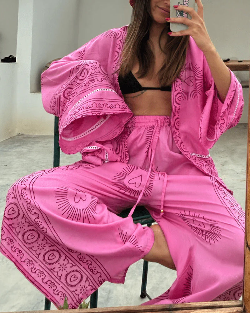Alayna | Zomers Gedrukt Vest & Broek Tweedelige Set