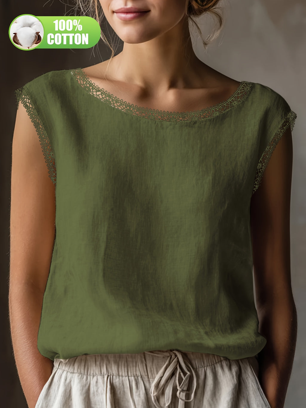 Orlavia | Dames kanten blouse – zomerse retro top, losse en casual pasvorm