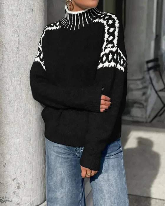 Althira | Warme en gezellige Scandinavische gebreide trui voor dames – zachte pullover met hoge kraag