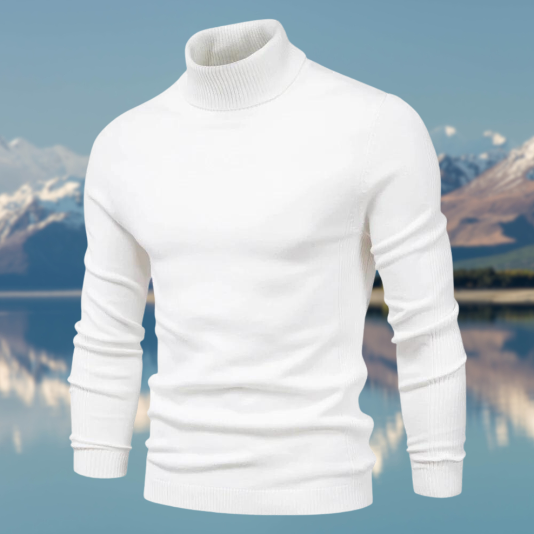 Bastiaan | Klassieke effen coltrui voor heren, gebreide trui met lange mouwen, casual wintertop