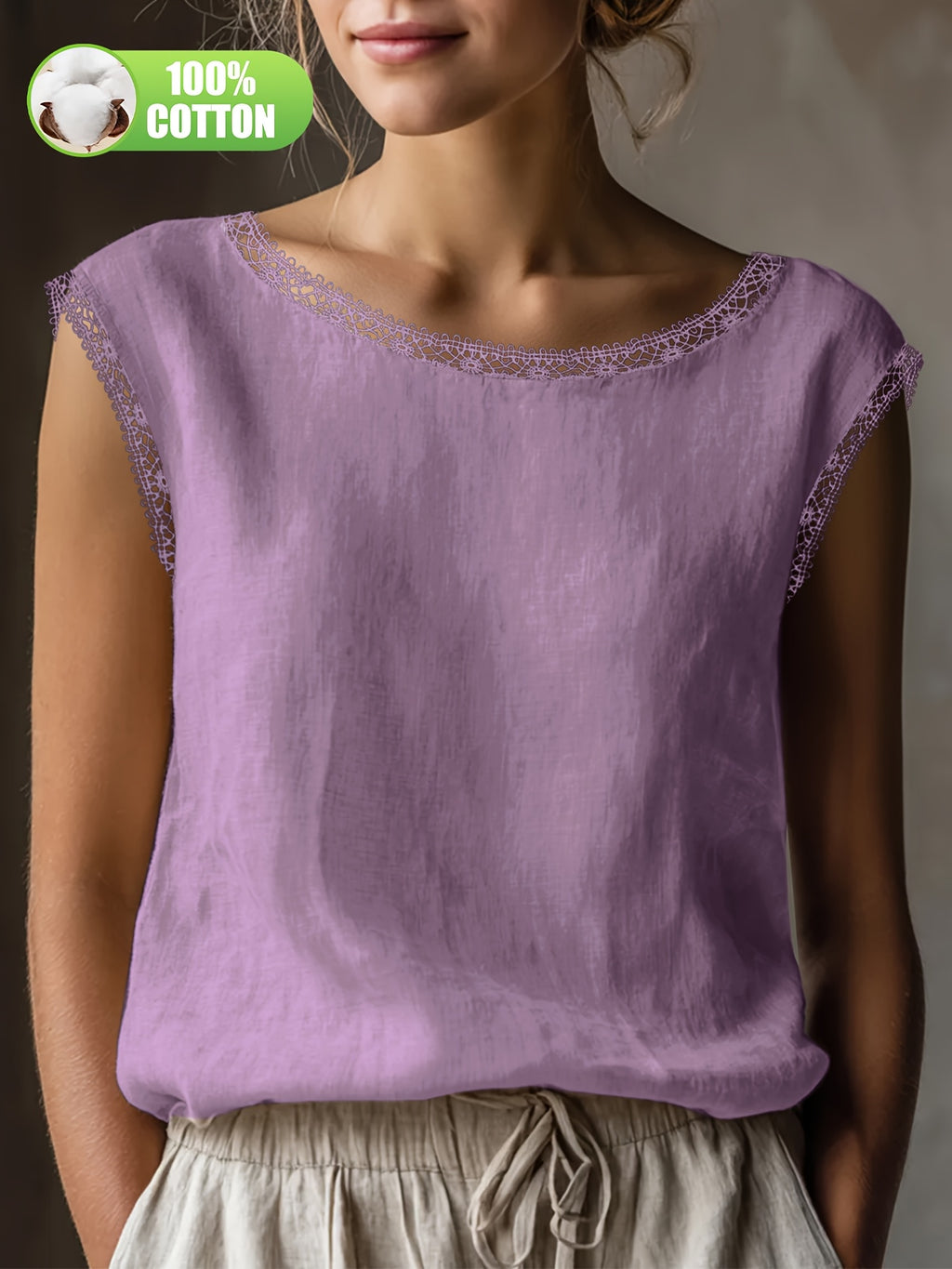 Orlavia | Dames kanten blouse – zomerse retro top, losse en casual pasvorm
