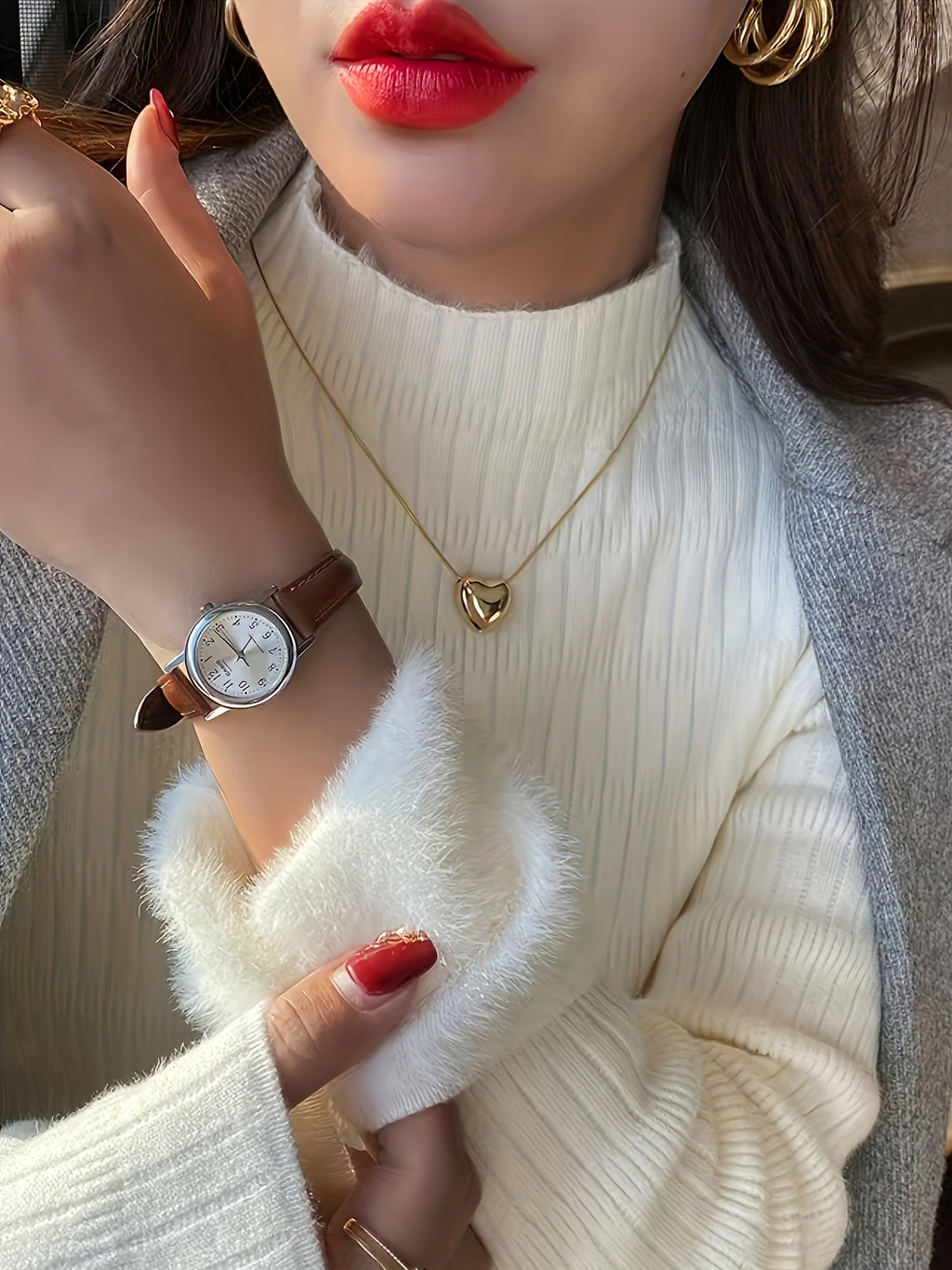 Kaelyn | Knusse fleece-gevoerde mock coltrui - Warme gebreide trui