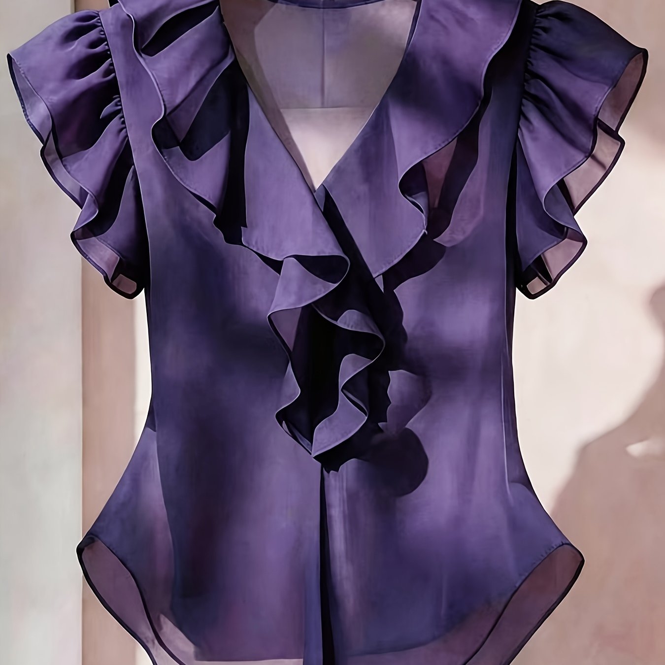 Emia | Dames chiffon blouse met ruches en korte mouwen – Franse stijl top, elegante lichte casual blouse