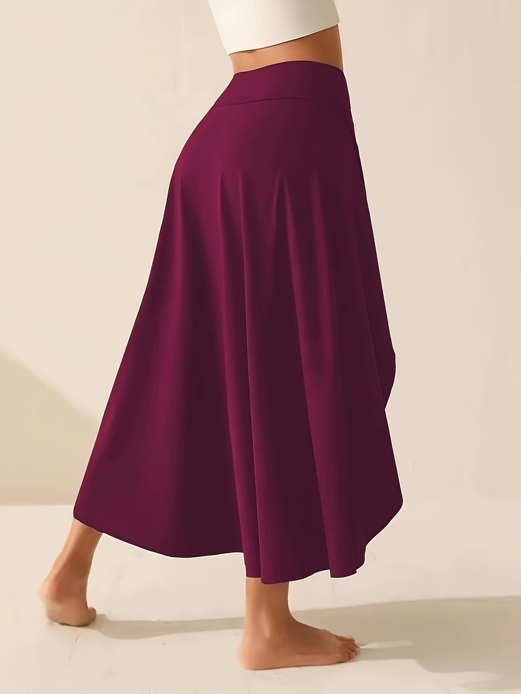 Wilona | Women's high-waisted skirt with asymmetrical split and built-in shorts