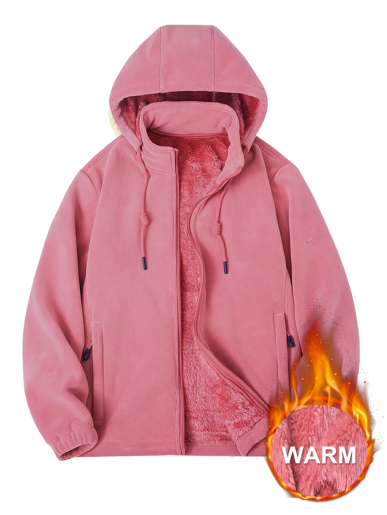 Aislyn | Women's Fleece Winter Jacket - Warm Hooded Coat, Thick Lining, Zipper Pockets, Regular Fit