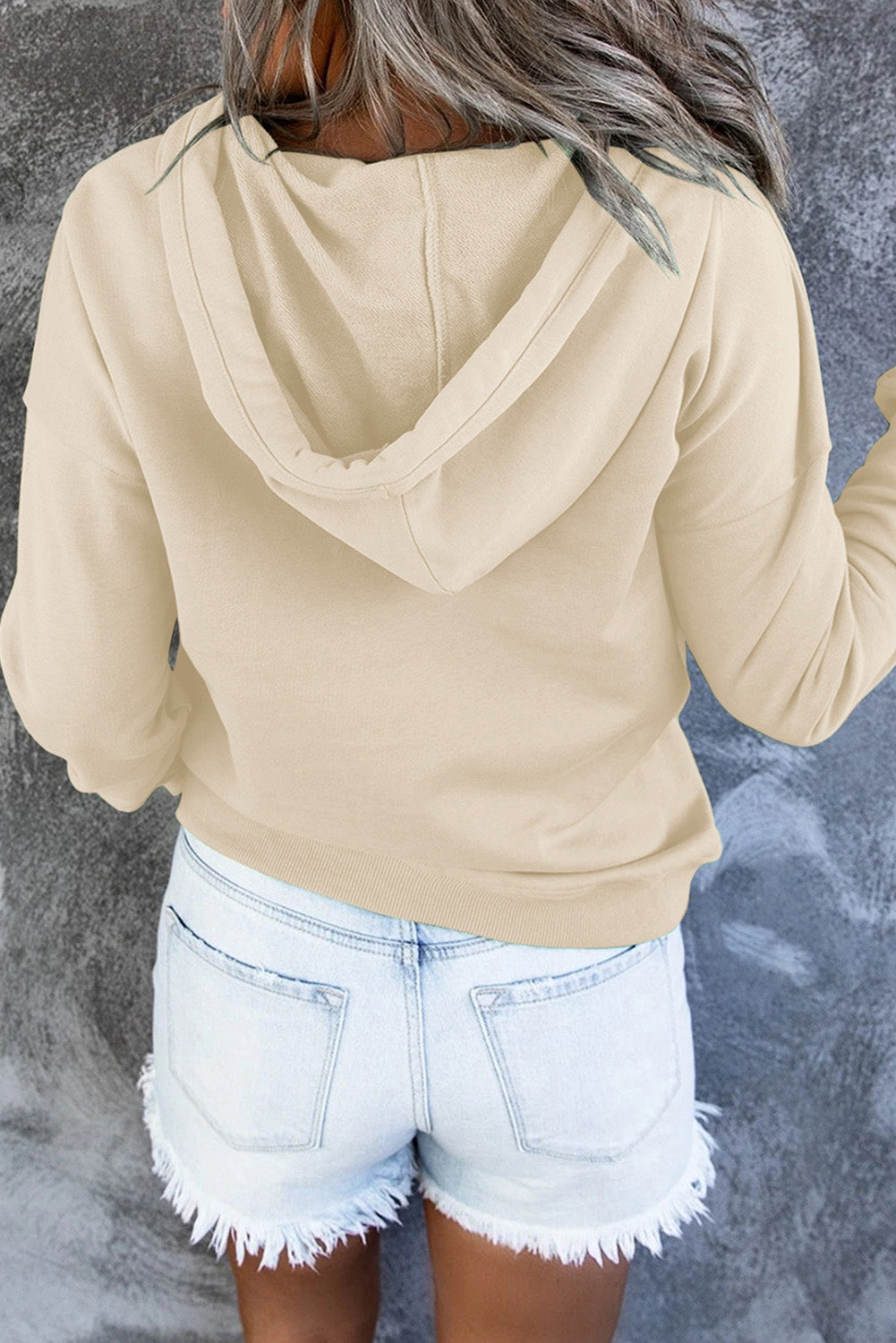 Diletta |  Basic hoodie – Drukknopen aan de voorkant, verstelbaar trekkoord, casual pullover-sweatshirt