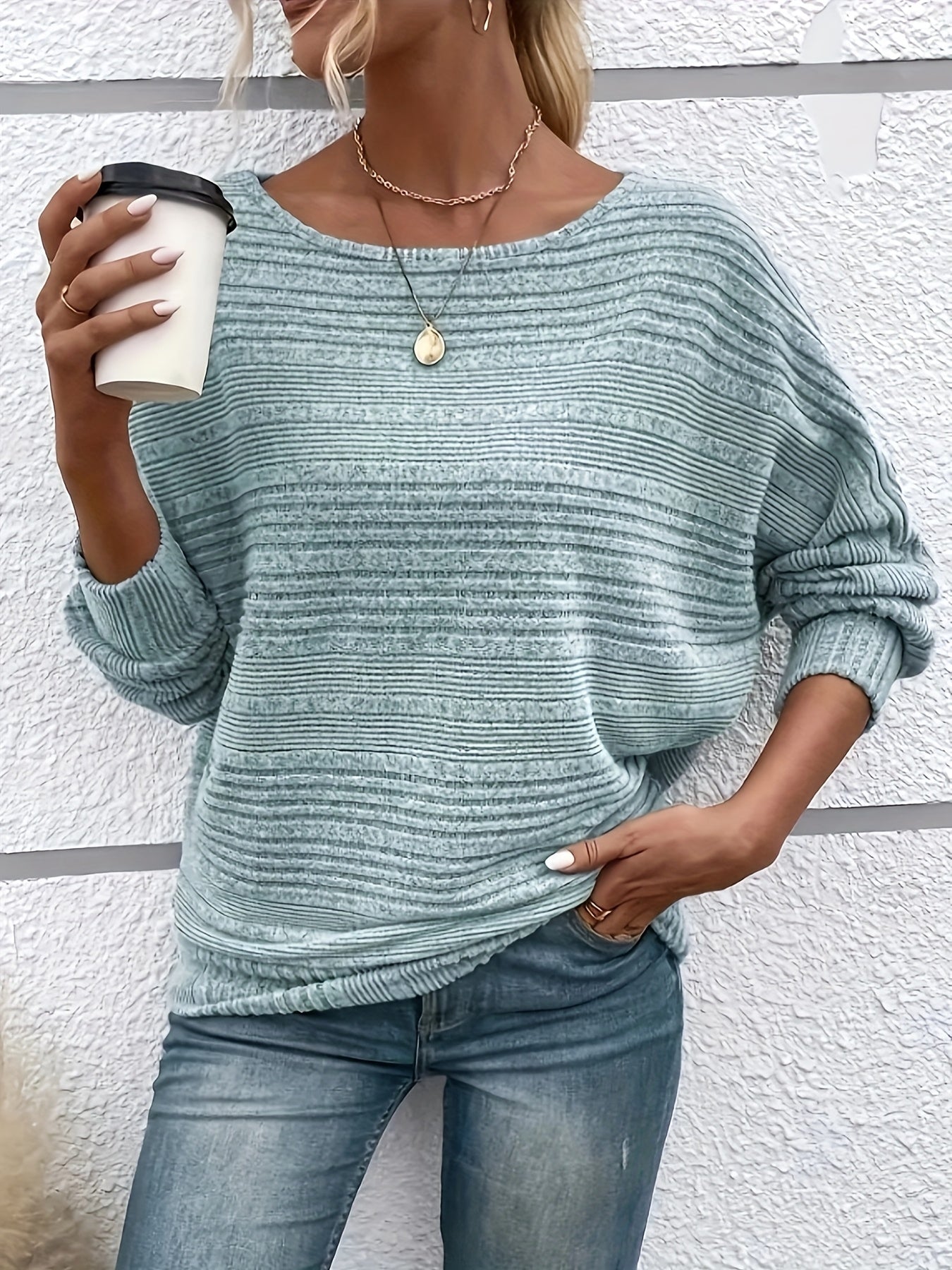 Zosia | Casual Vrouwen Trui met Batwing Mouwen - Losse Pasvorm Top Met Crew Hals