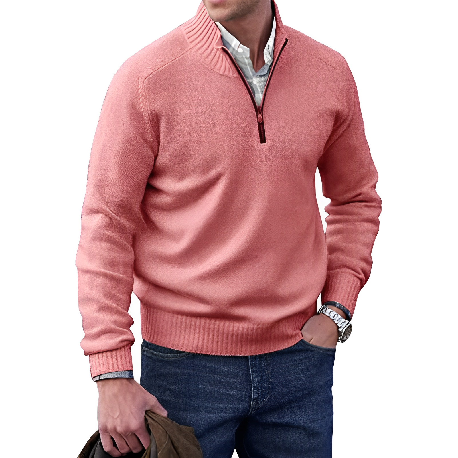 Delano | Klassieke trui met halve rits voor heren - Comfortabele casual pullover van wolmix