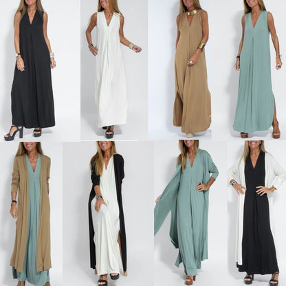 Ensemble femme : robe et long cardigan