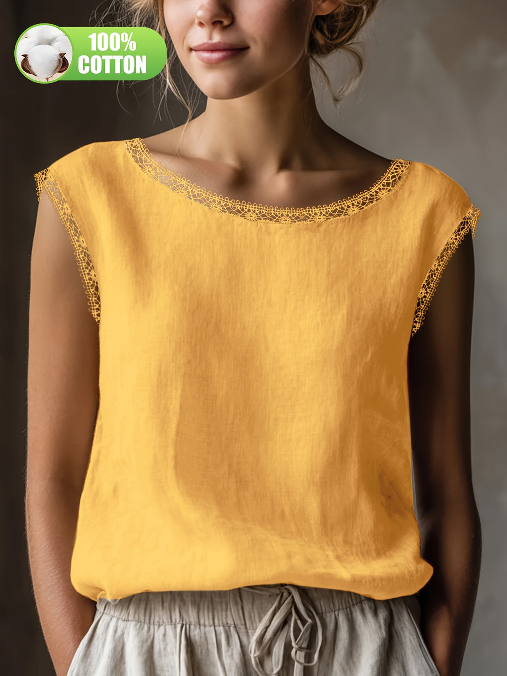 Orlavia | Dames kanten blouse – zomerse retro top, losse en casual pasvorm