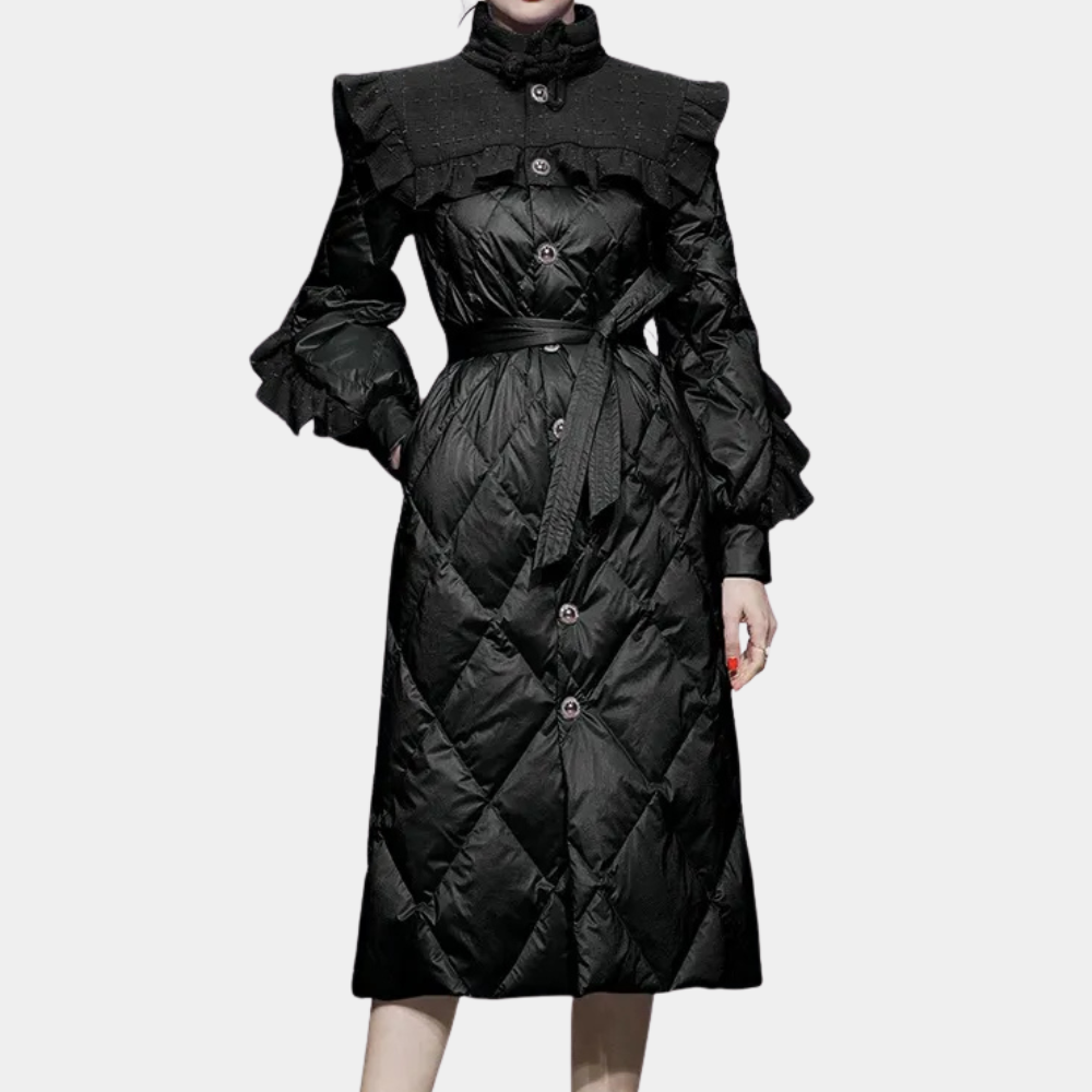 Thia | Vintage Winter Puffer Trench Coat voor Dames - Stijlvol & Warm - Verstelbare taille en knoopsluiting