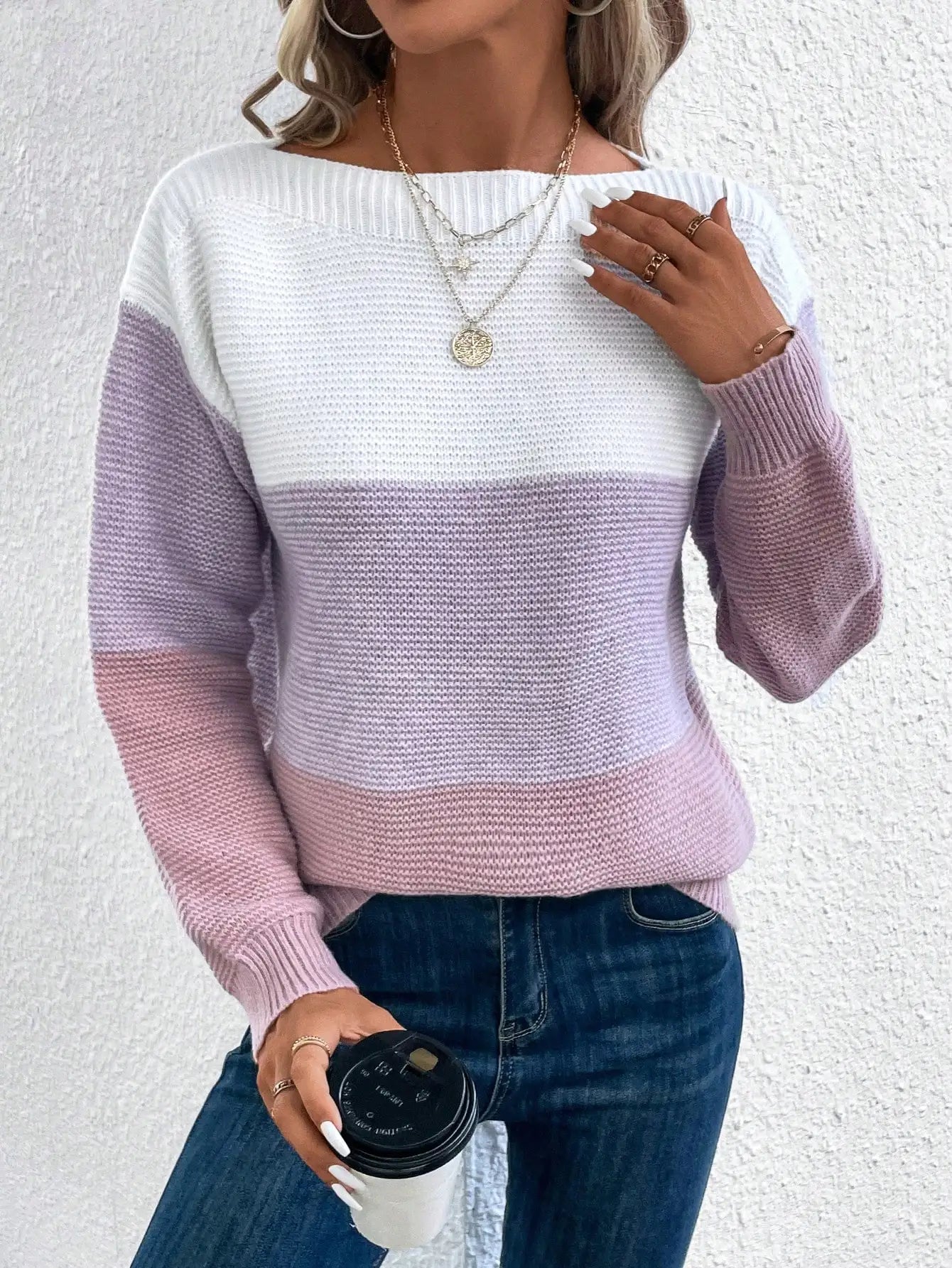 Eira | Elegante Gestreepte Gebreide Trui voor Dames - Casual Losjes, Warme Herfst Winter Trui