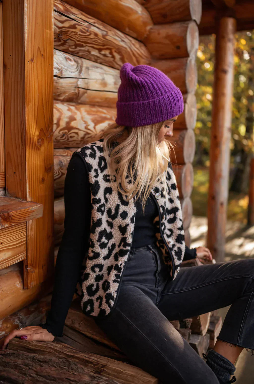 Alorien | Chique luipaardprint gebreid vest voor dames – zachte, stijlvolle mouwloze trui