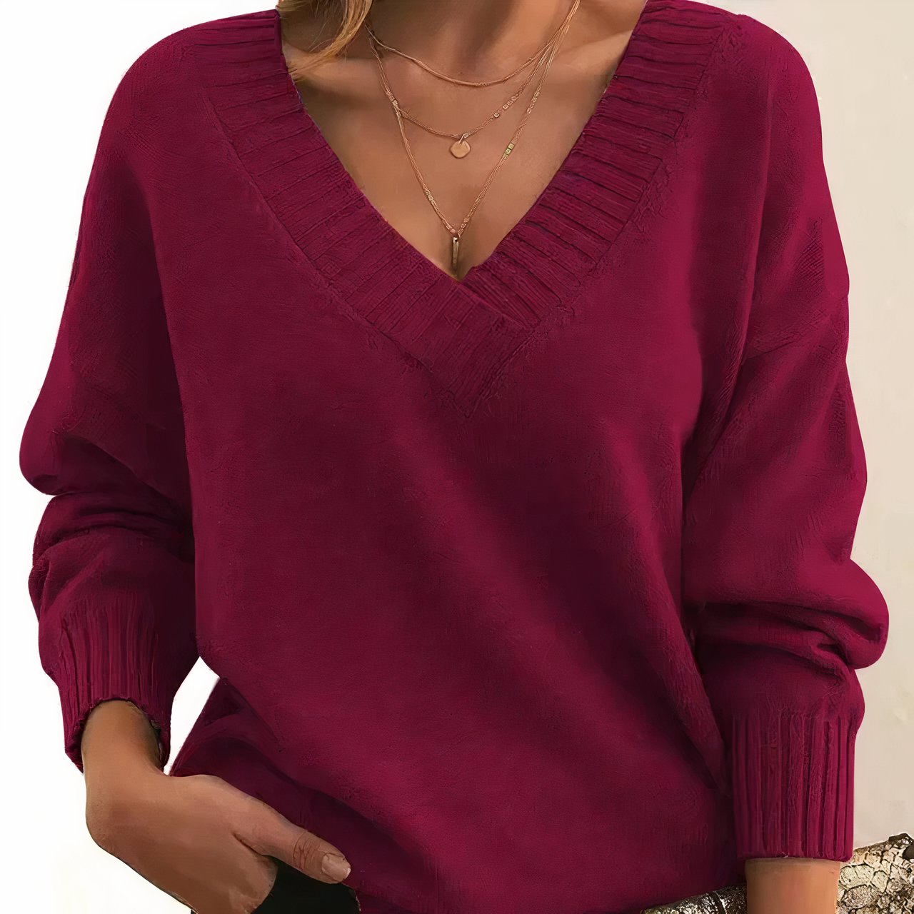 Keylina | Dameskasjmier trui met V-hals – zachte, lichtgewicht gebreide pullover