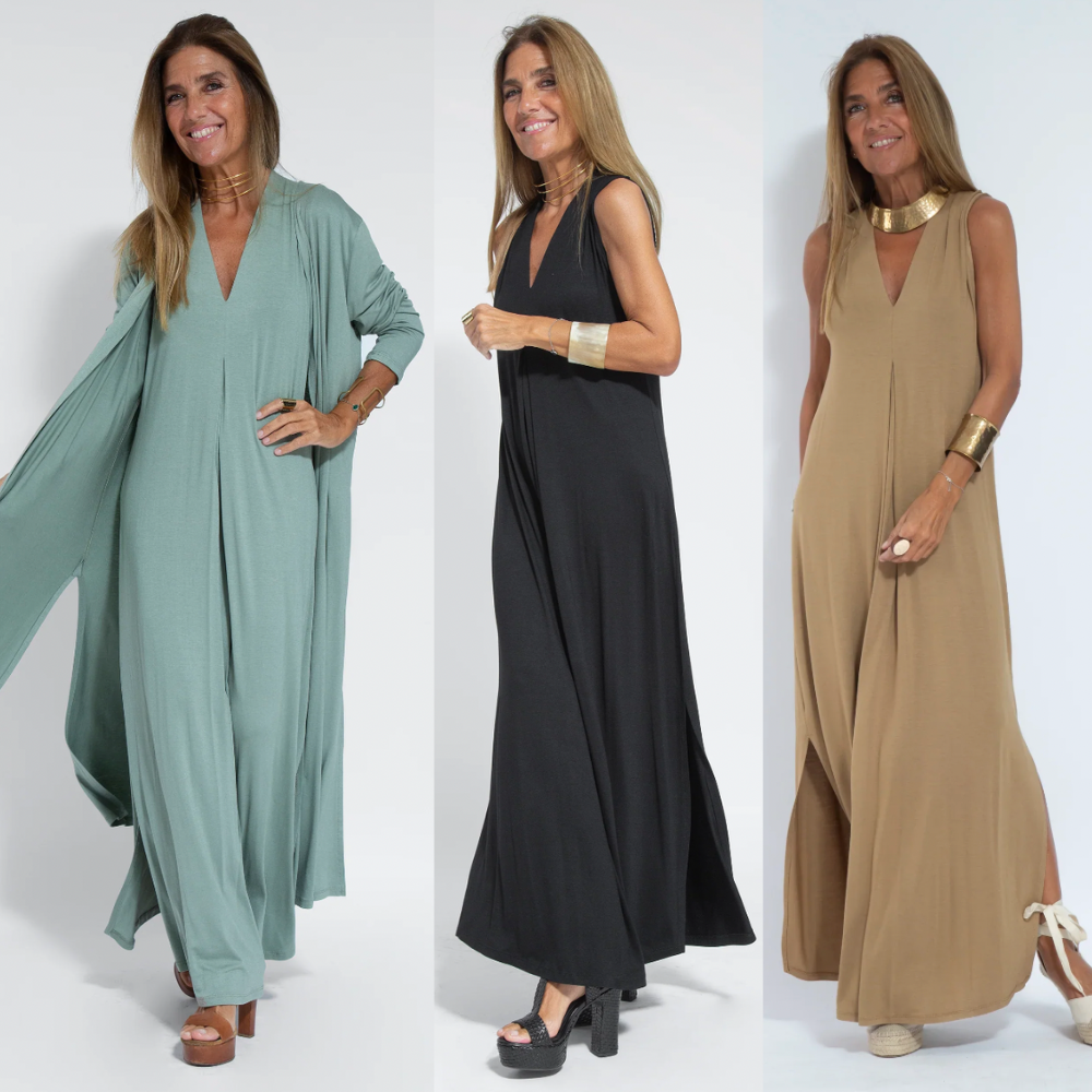 Faldrynna | Elegante lange jurk en vest - Stijlvolle tweedelige damesoutfit