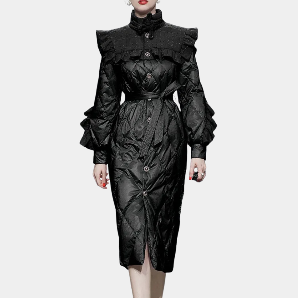 Thia | Vintage Winter Puffer Trench Coat voor Dames - Stijlvol & Warm - Verstelbare taille en knoopsluiting